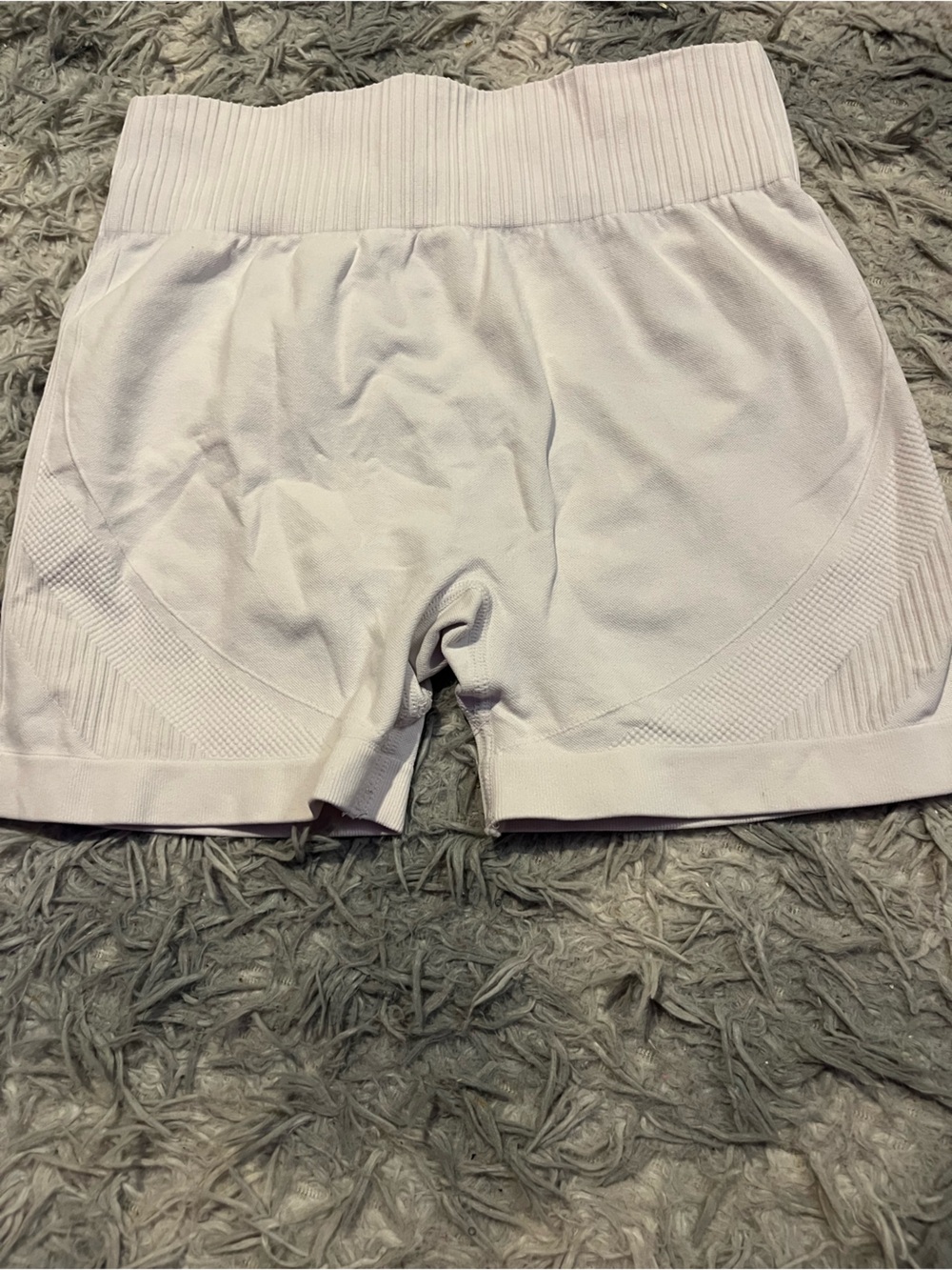 High-Waist Seamless White Knit Bike Shorts